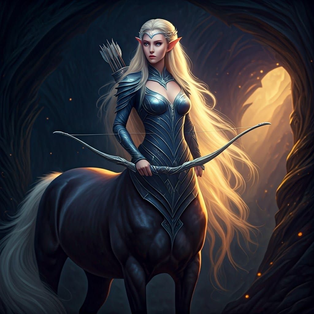Elven Centaur in Anduin Valley: Dark Fantasy Art