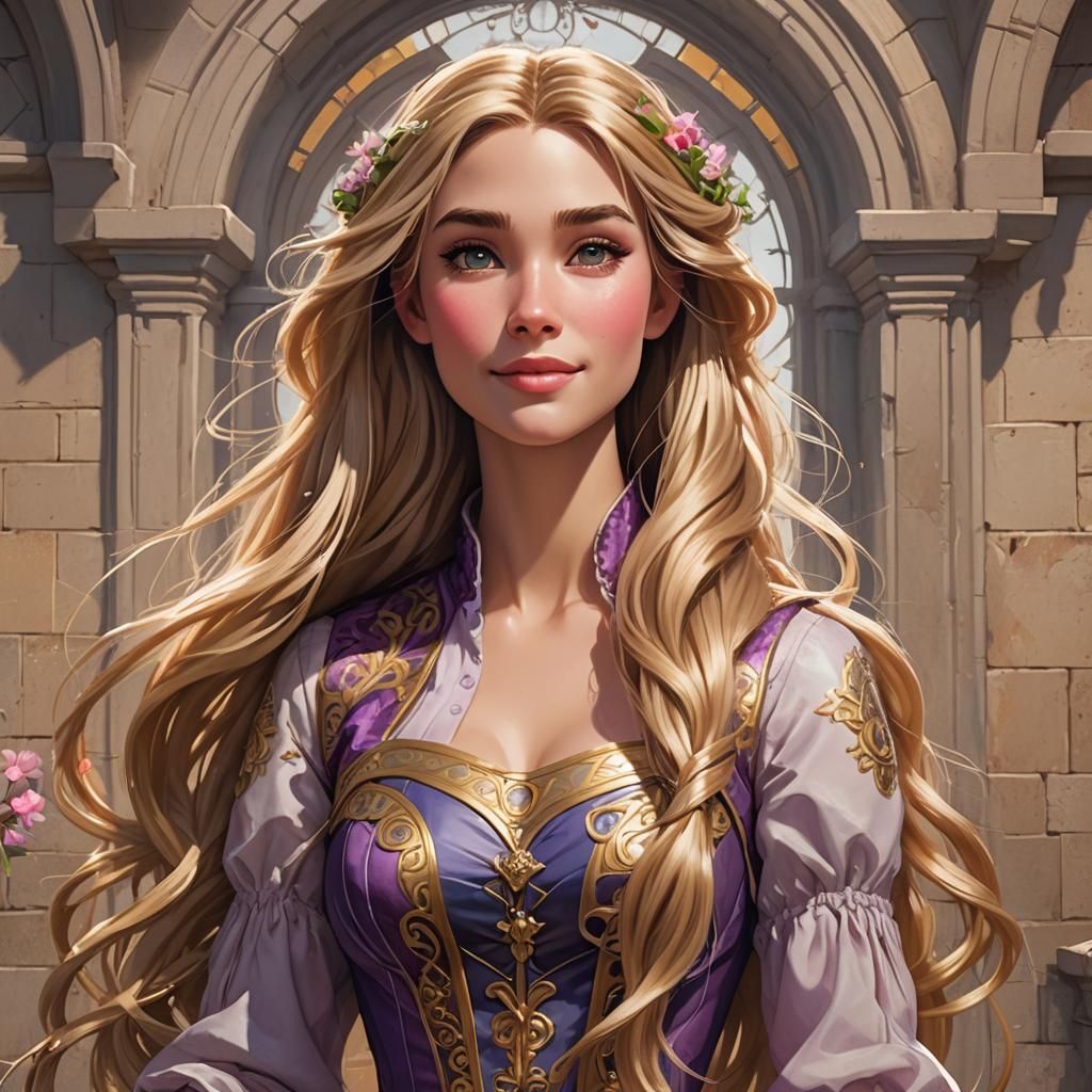 Rapunzel Vogue Portrait in Hyperdetailed Digital Art Style