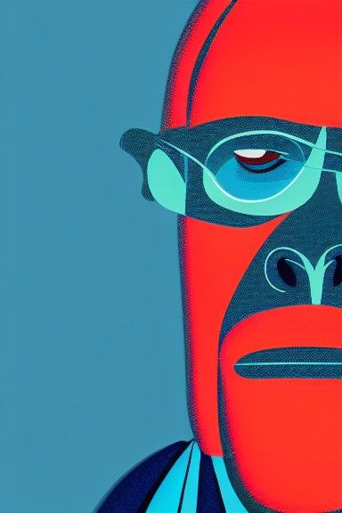 Psychedelic Monkey Portrait in Retro Sci-Fi Style