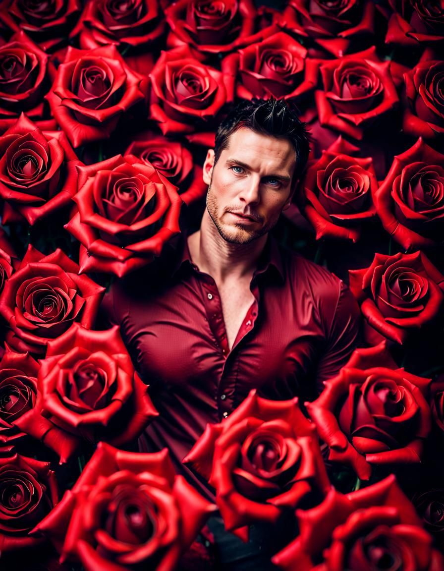 Man Emerges from Metal Roses: Professional Photography