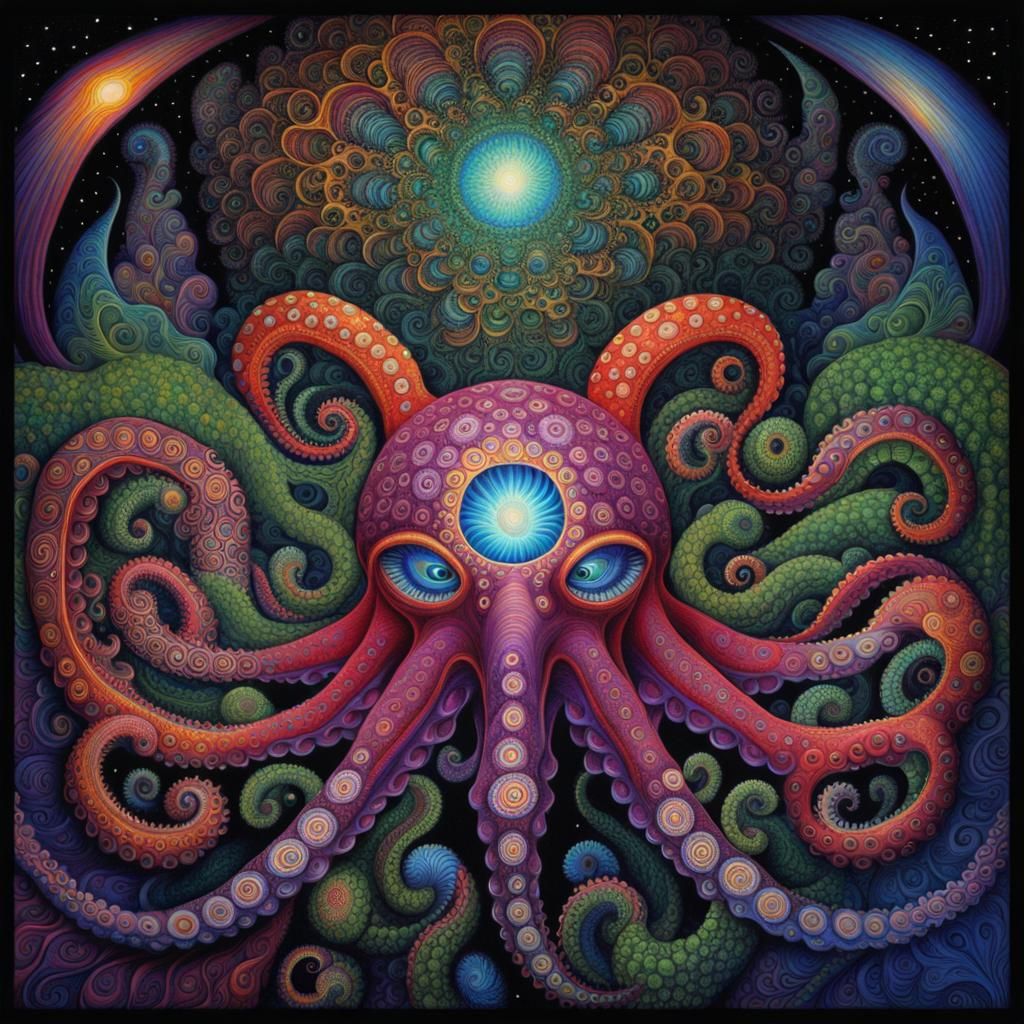 Psychedelic Octopus Garden in Space