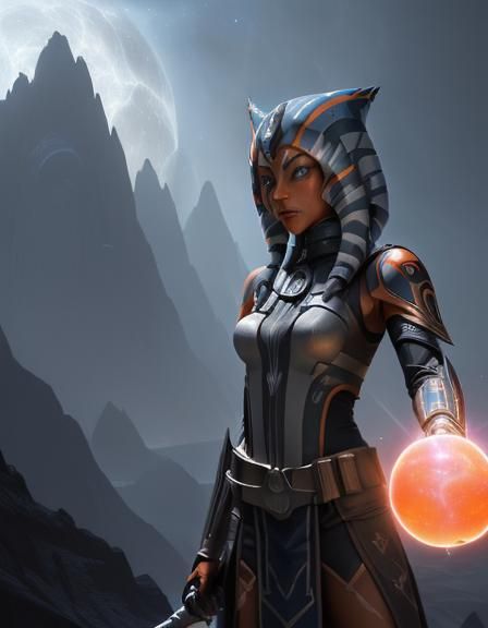 Ahsoka Tano Holds the Universe: Cosmic Astral Illustration