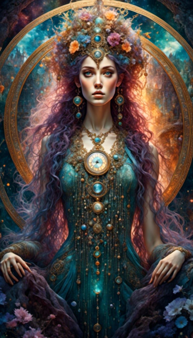 Astral Goddess Opens Gateway in Cosmic Fantasy Art