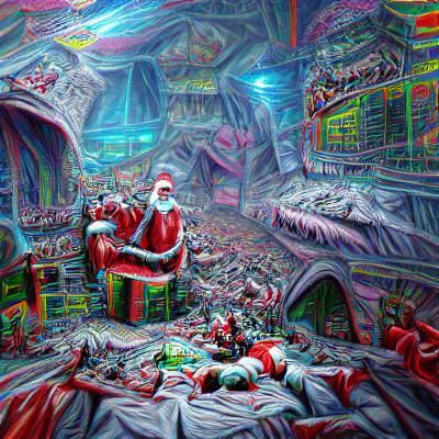 Santa's Evil Base of Terror in Holographic Hyperrealism