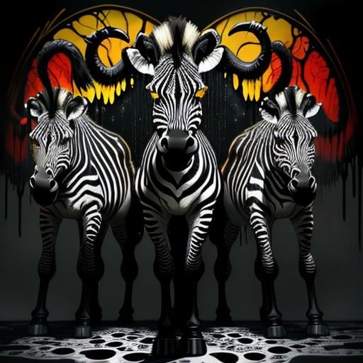 Bio-Surrealist Painting: Dripping Alien Zebras