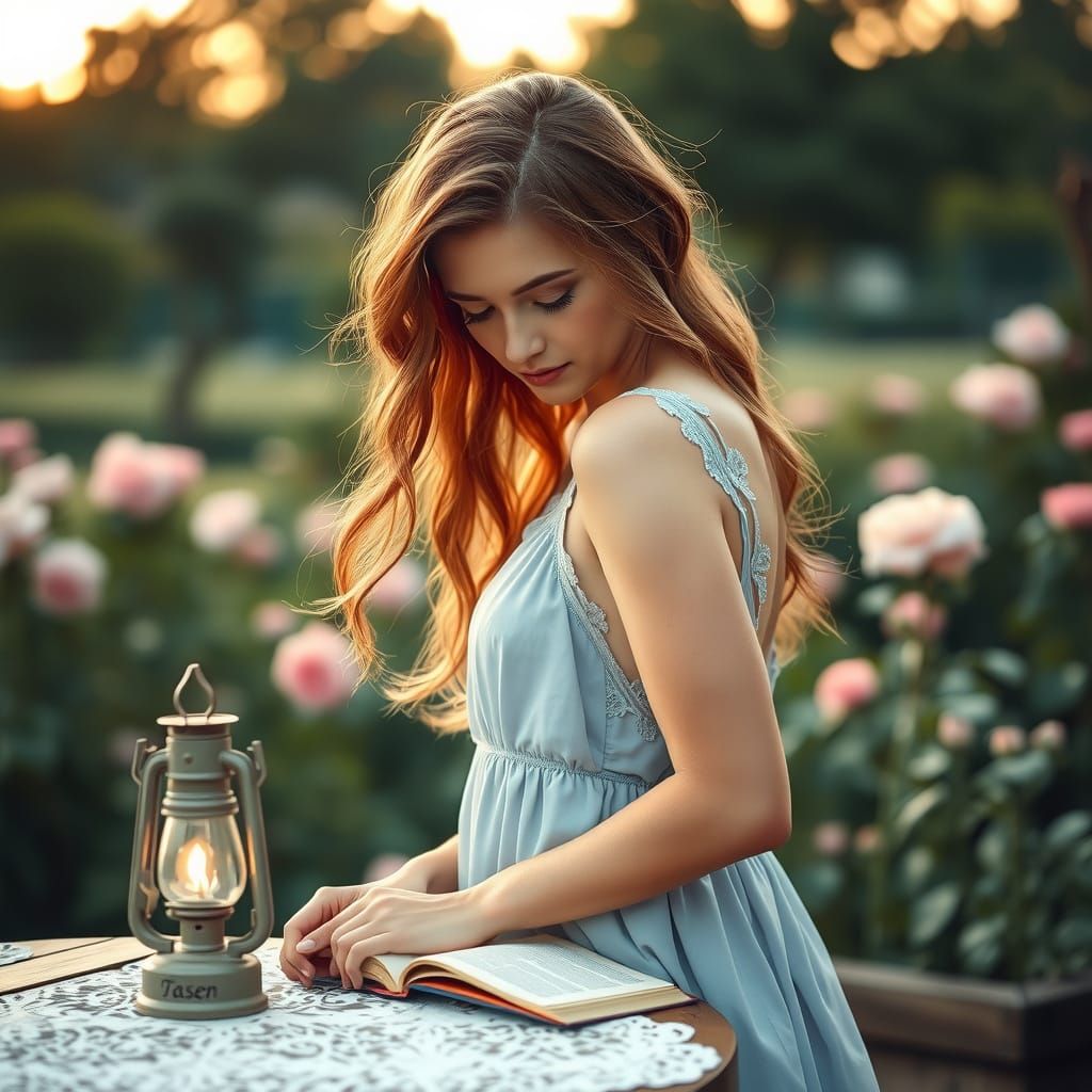 Woman Reading in a Tranquil Garden