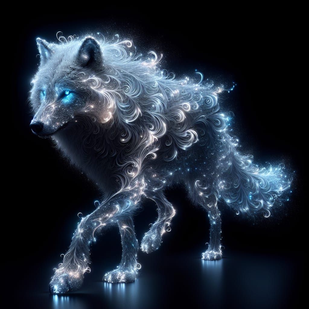 Luminous Wolf Shines in Dark Fantasy Art