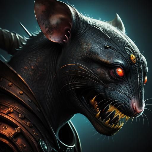 Giger-esque Rat in Hyperrealistic Splash Art