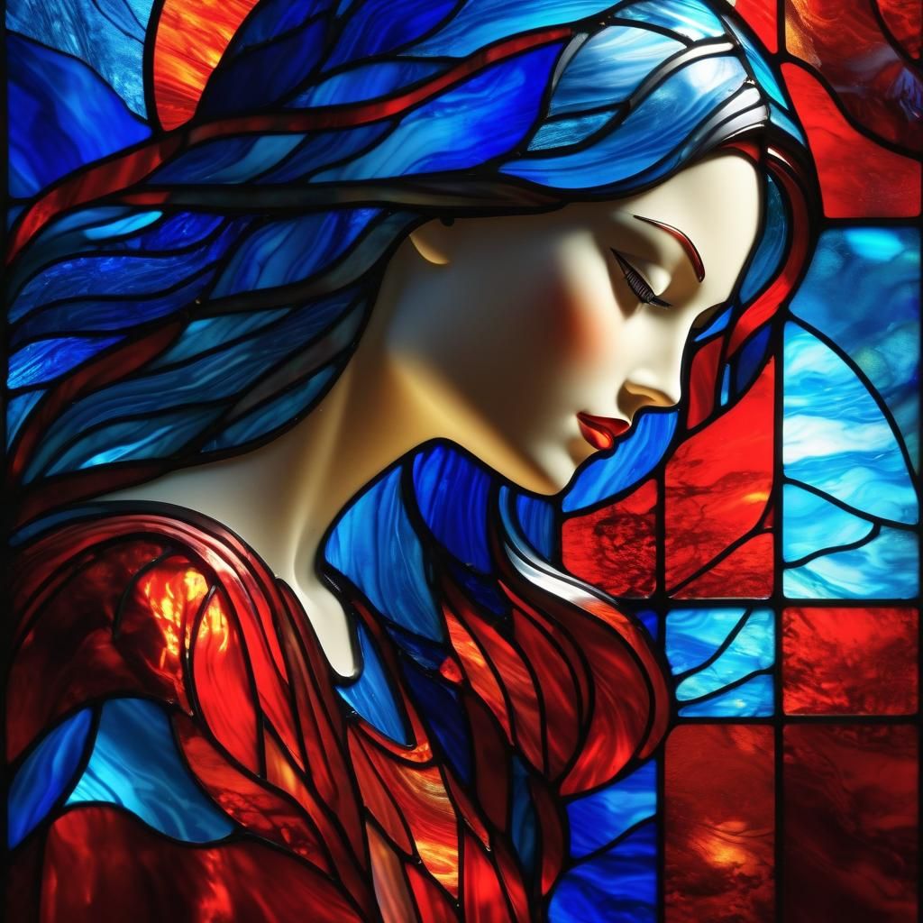 Gorgeous Woman in Marbled Stained Glass