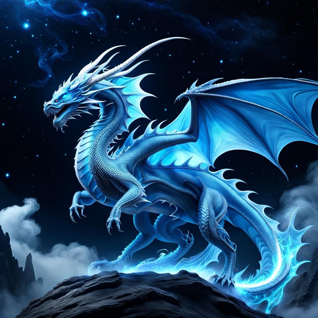 Mysterious Translucent Ghost Dragon in Starlight