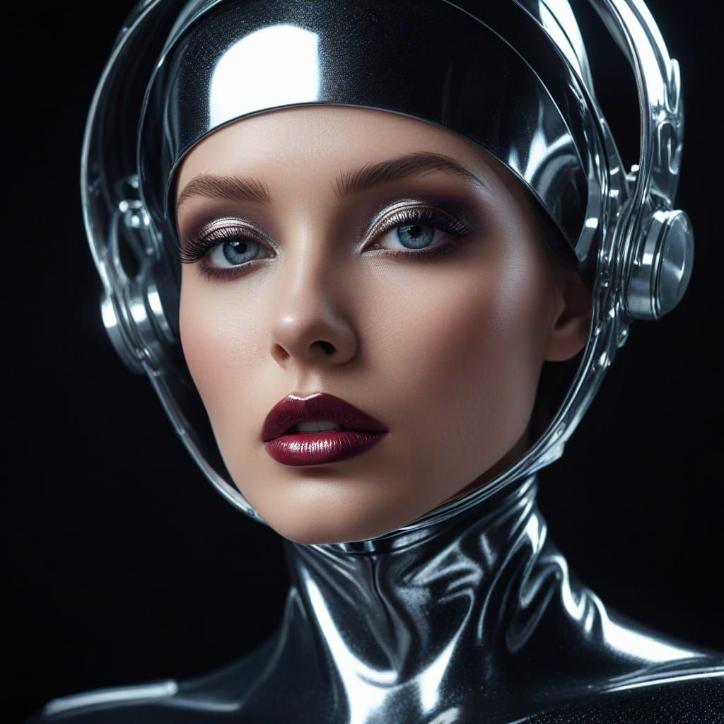 Cosmic Couture Figure in Glossy Latex, Vogue Style