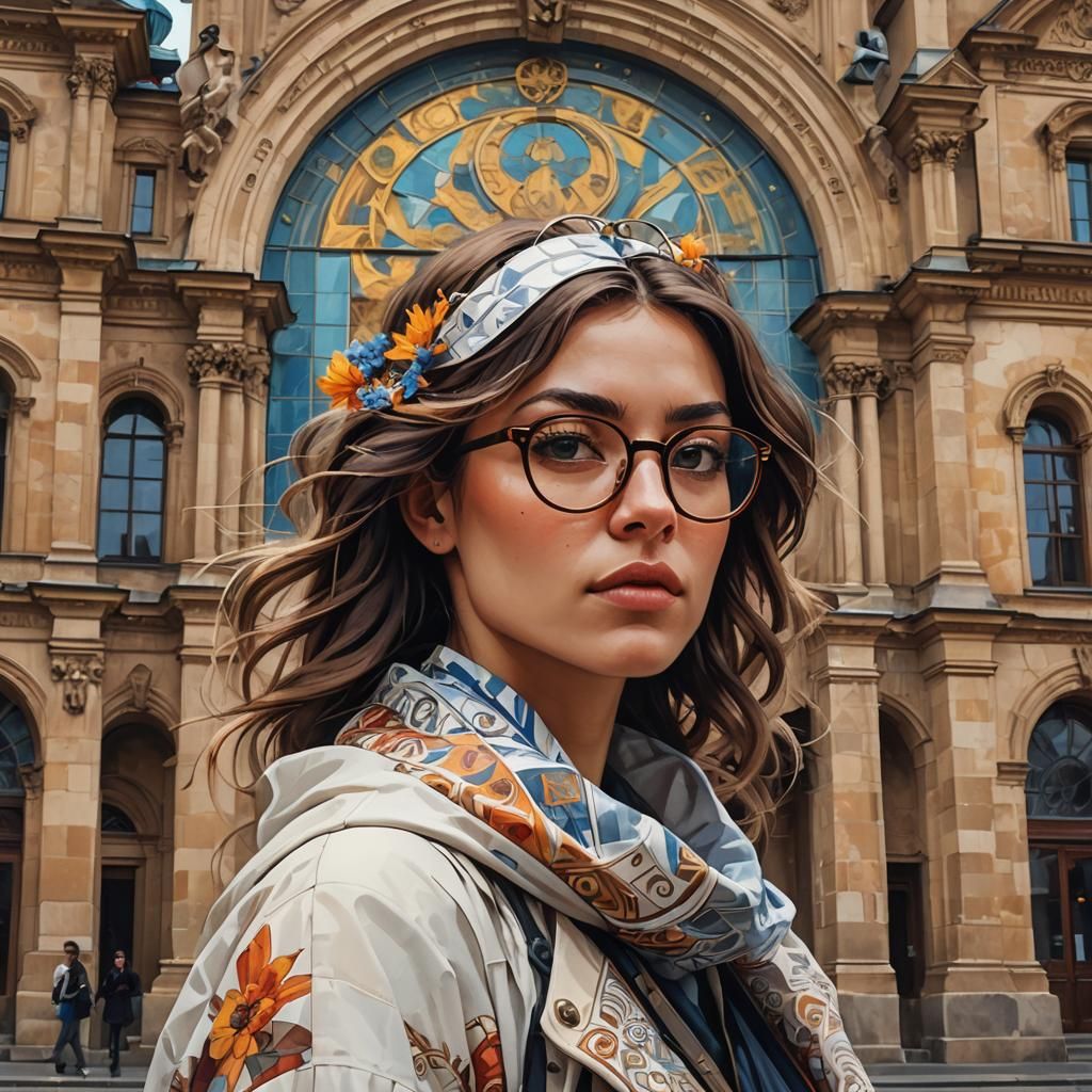 Girl in Prague: Art Nouveau Portrait
