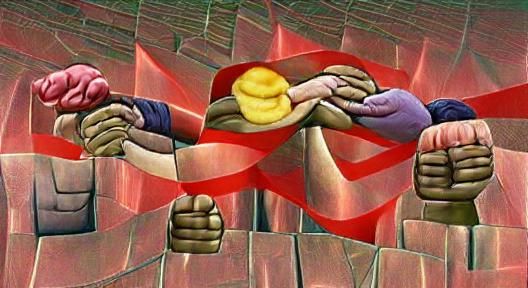 Graphic Image of Fists Raised in Solidarity