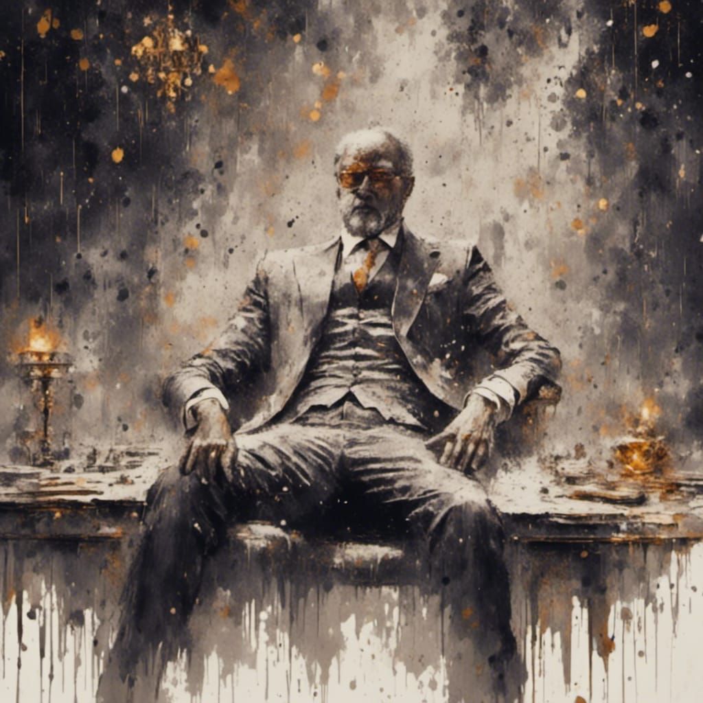 Mafia Boss in Opulent Office: Film Noir Comic Style