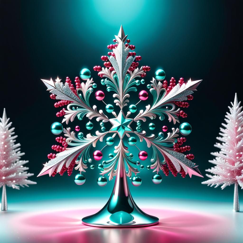 Glitzy Christmas Tree Ornament in Digital Art