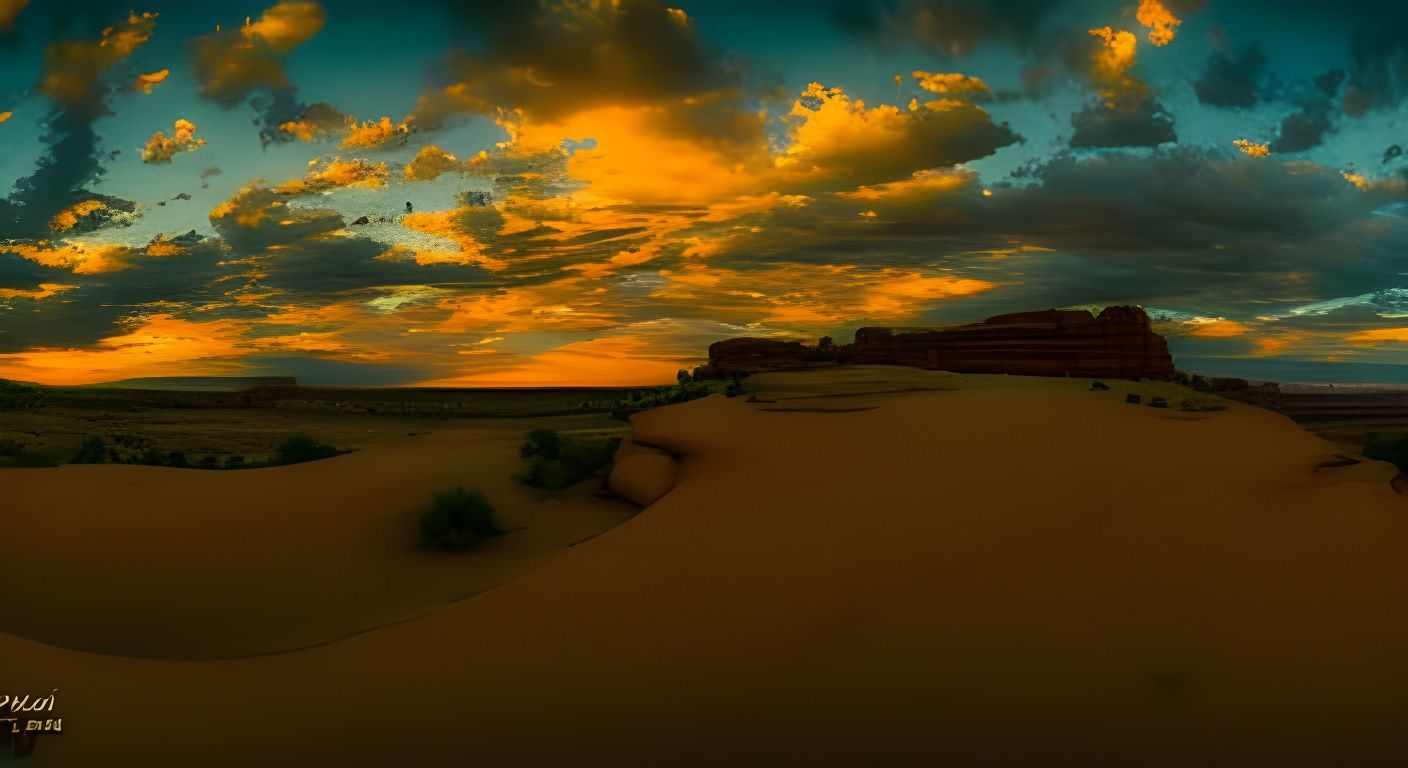 Desert Sunrise with Deep Colors and Moody Lighting