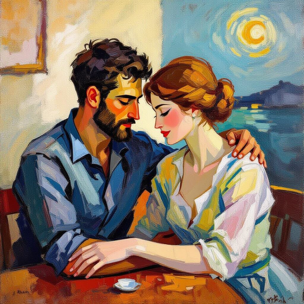 Peaceful Friends in Expressive Oil Painting