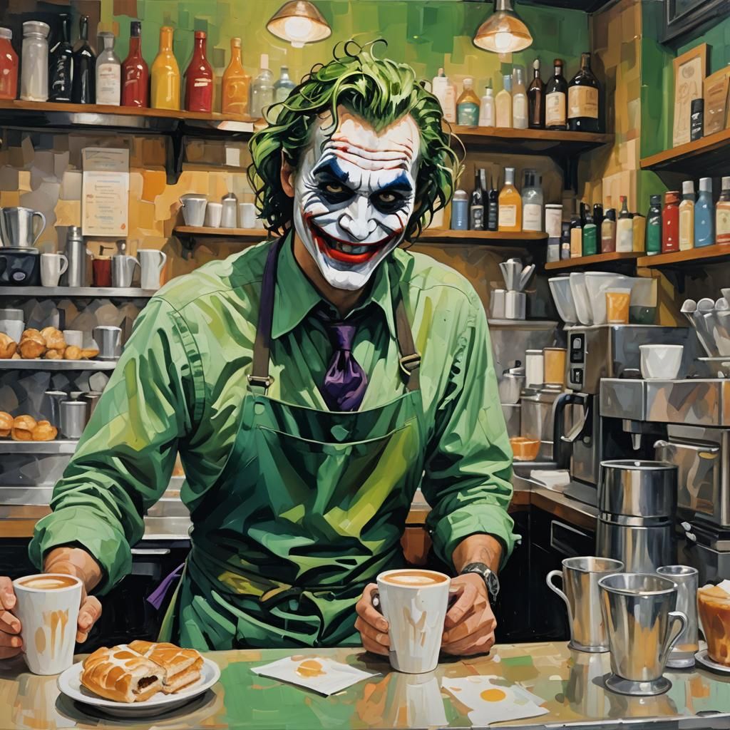 The Joker's Cafe: A Neo-Impressionistic Oil Painting