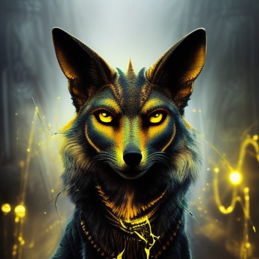 Anubis: Jackal-Headed Egyptian God in Liquid Painting