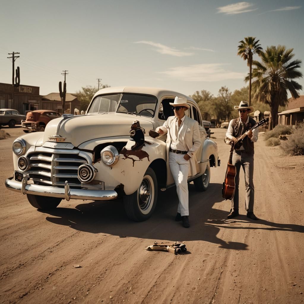 Gopher in Cowboy Hat with Hot Rod: Film Noir