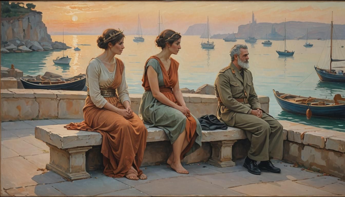 Impressionist Painting: Ancient Greece Meets Future