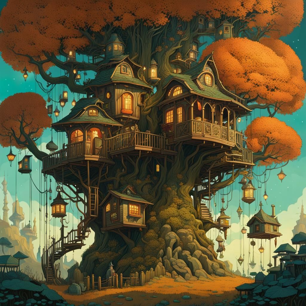 Eldritch Treehouse: Surreal Concept Art