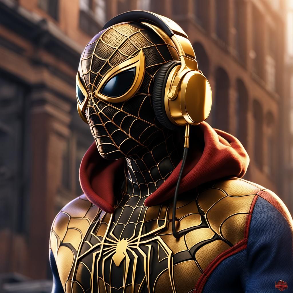 Miles Morales Spider-Man with Hoodie, Detailed Art