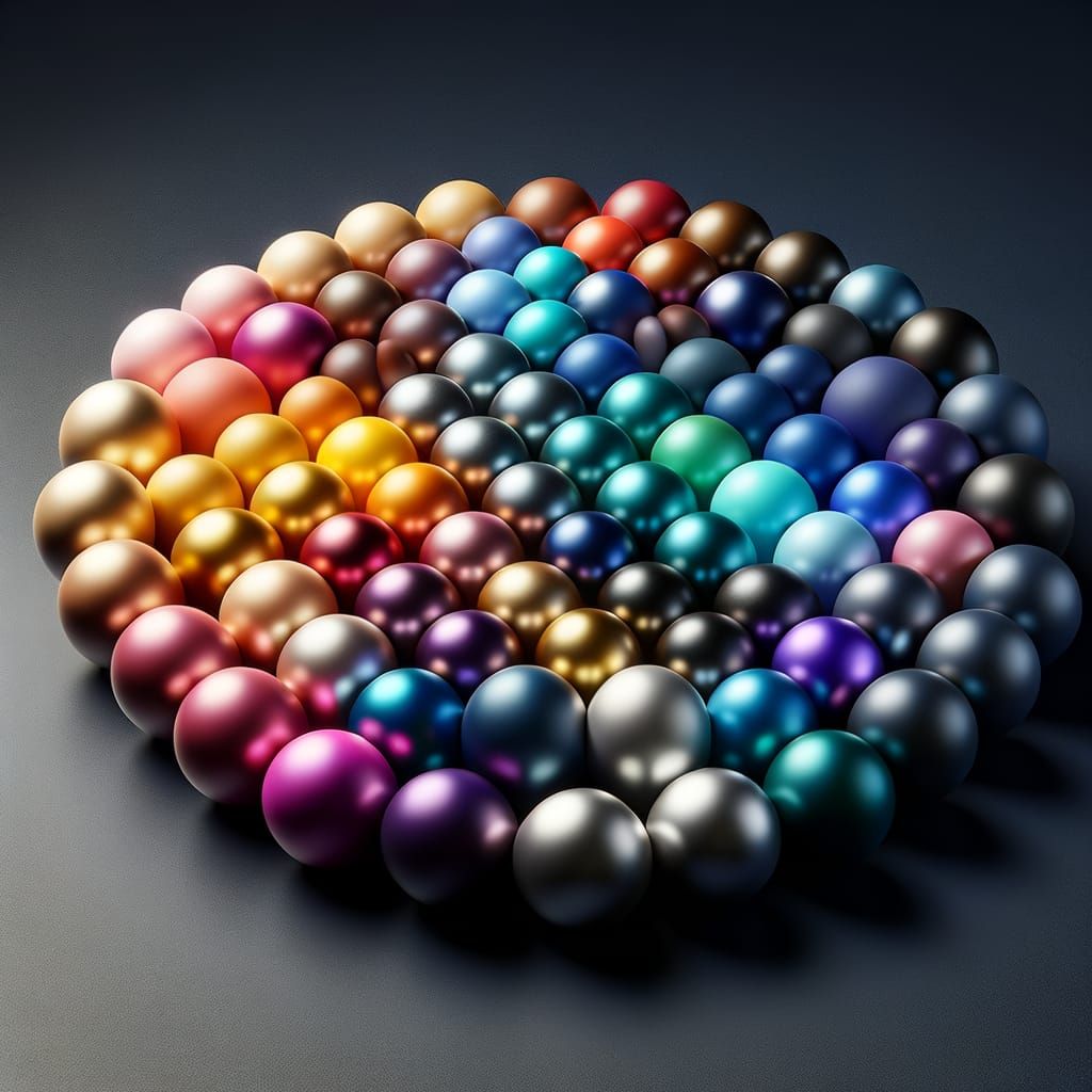 Matte Metallic 3D Color Palette Spheres