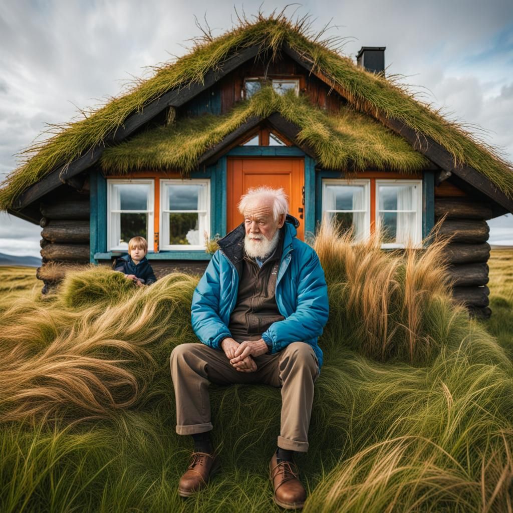 Icelandic Home Scene in Entangled Style