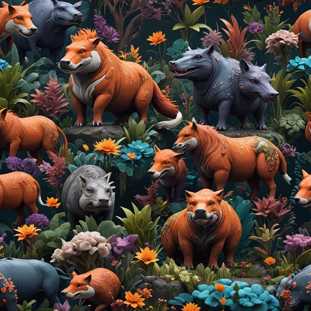 Fantastical Fusion Animal: Hippopotamus and Fox Hybrid