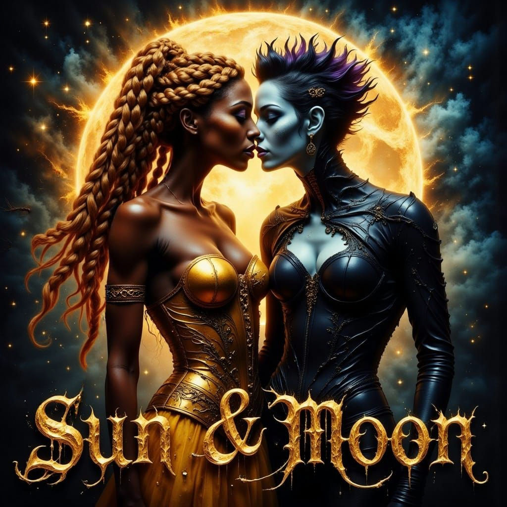 Sun and Moon Goddesses in Shimmering 3D