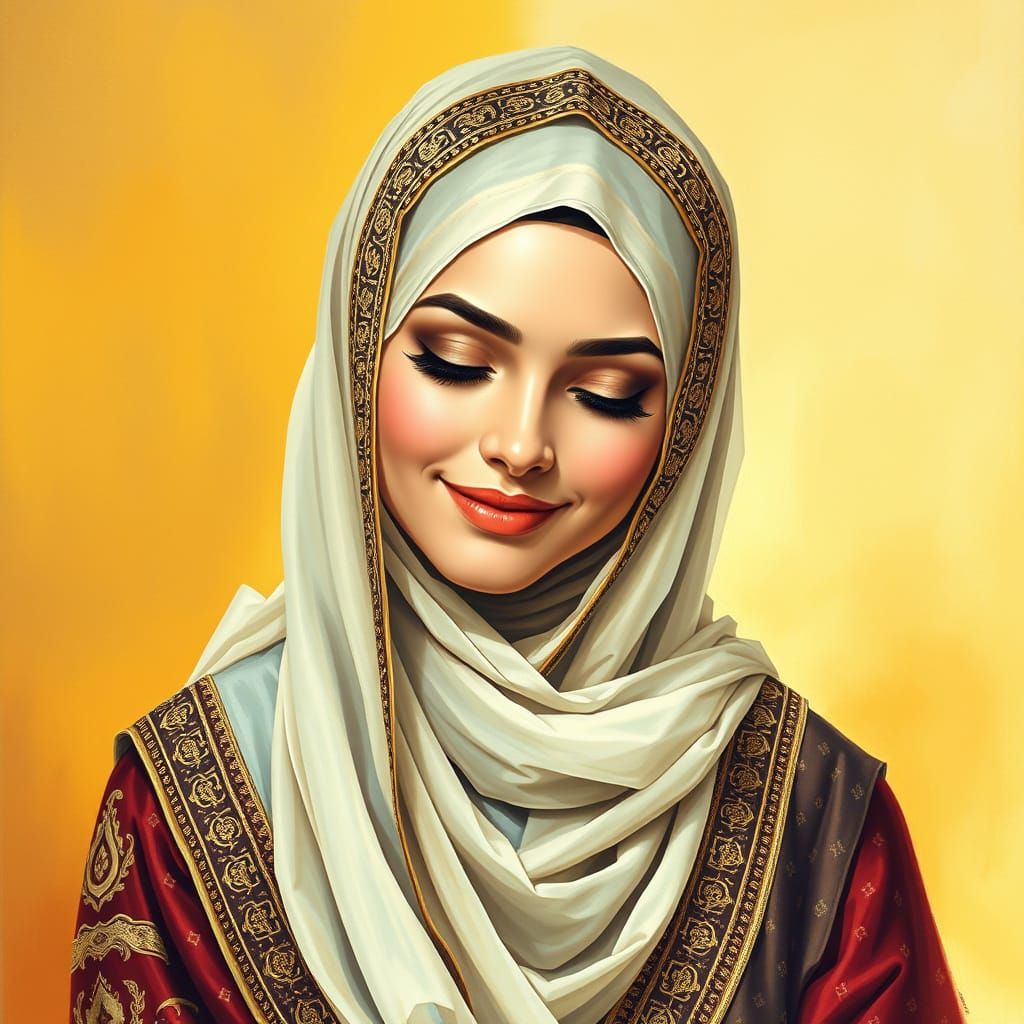 Beautiful Hijabi Woman in Traditional Clothing