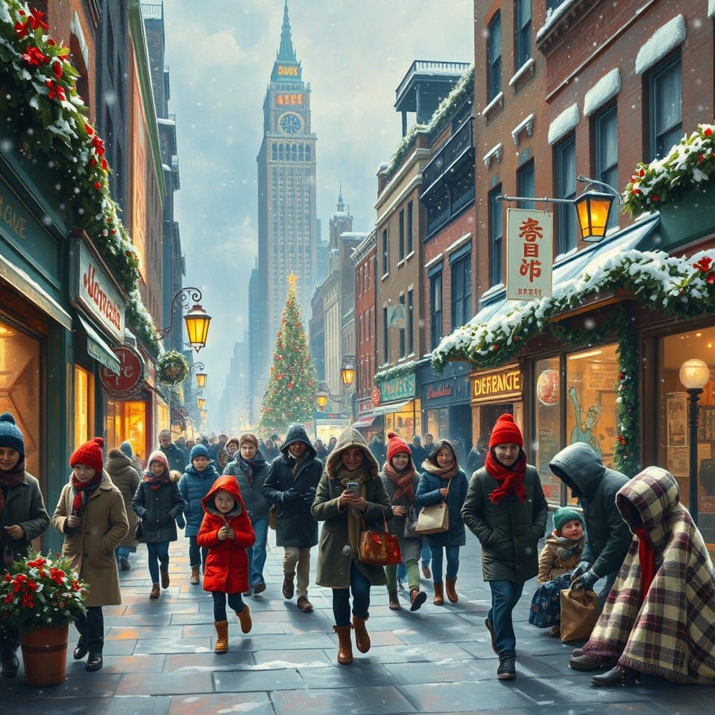 Mystical Christmas Metropolis in Vibrant Detail