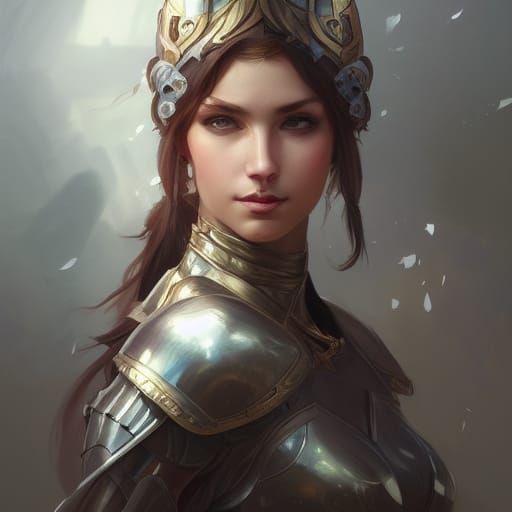 Fantasy Female Knight Portrait in Hyperdetailed Style