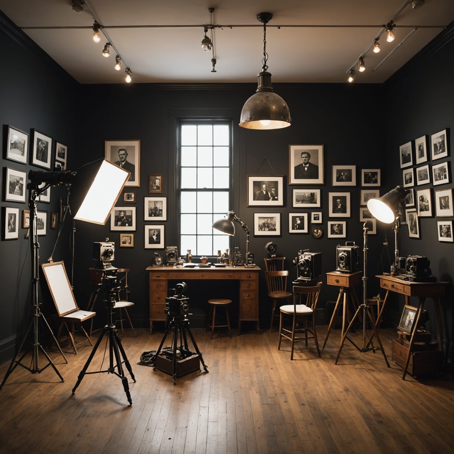 Vintage Photography Studio in Film Noir Style