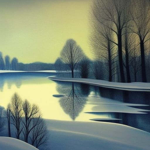 Ethereal Woman Under Frozen Lake: Gothic Art