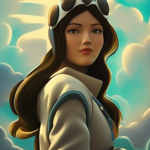 Women in Cloud Castle: 3D Digital Art