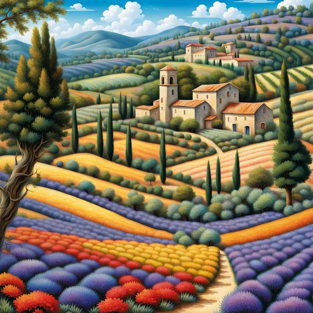 Detailed Provence Landscape Puzzle Art