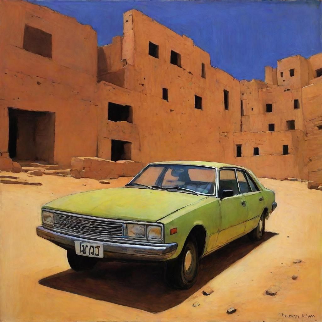 Toyota Rushes to Aswan: Minimalist Car Art