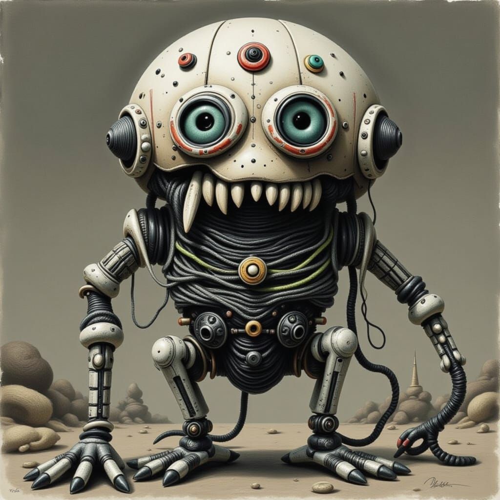 Yarn Monsters in a Toxic City Landscape