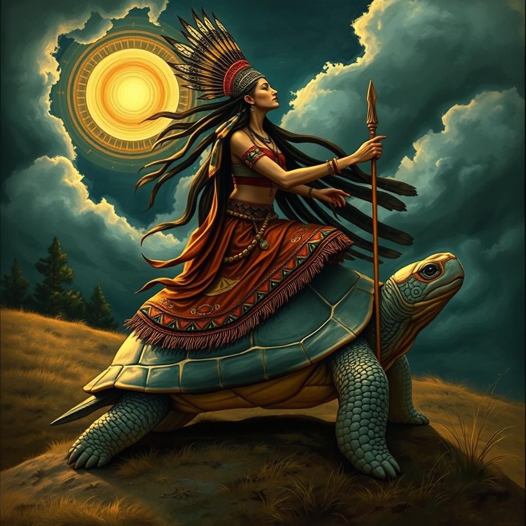 Atahensic: Iroquois Sky Goddess on Turtle's Back