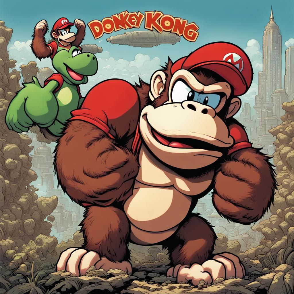 Donkey Kong as Comic Book Art Character