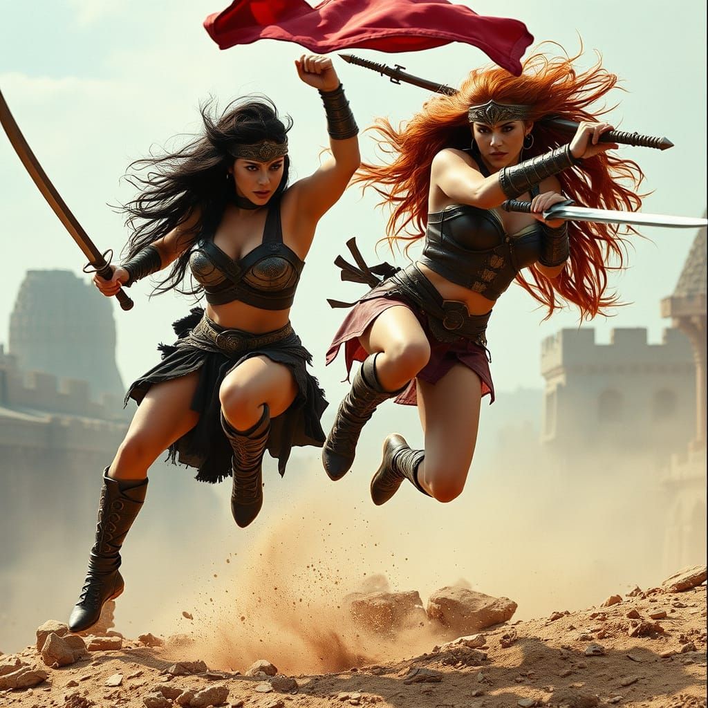 Xena and Red Sonja in Fierce Cinematic Action