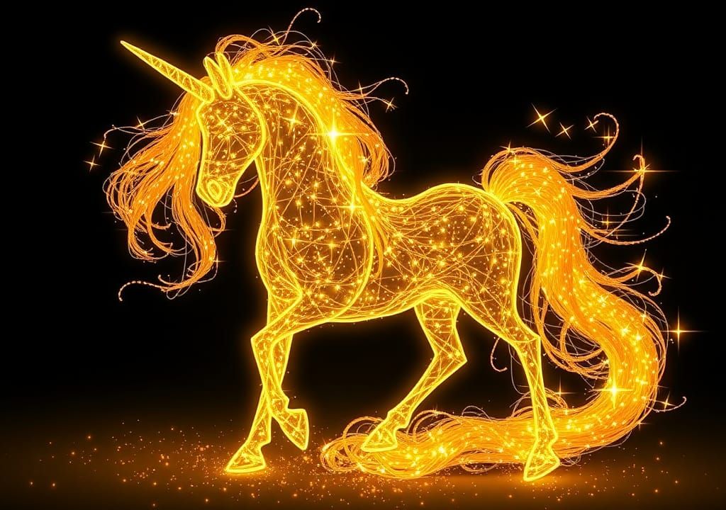 Bioluminescent Unicorn Made of Golden Stars