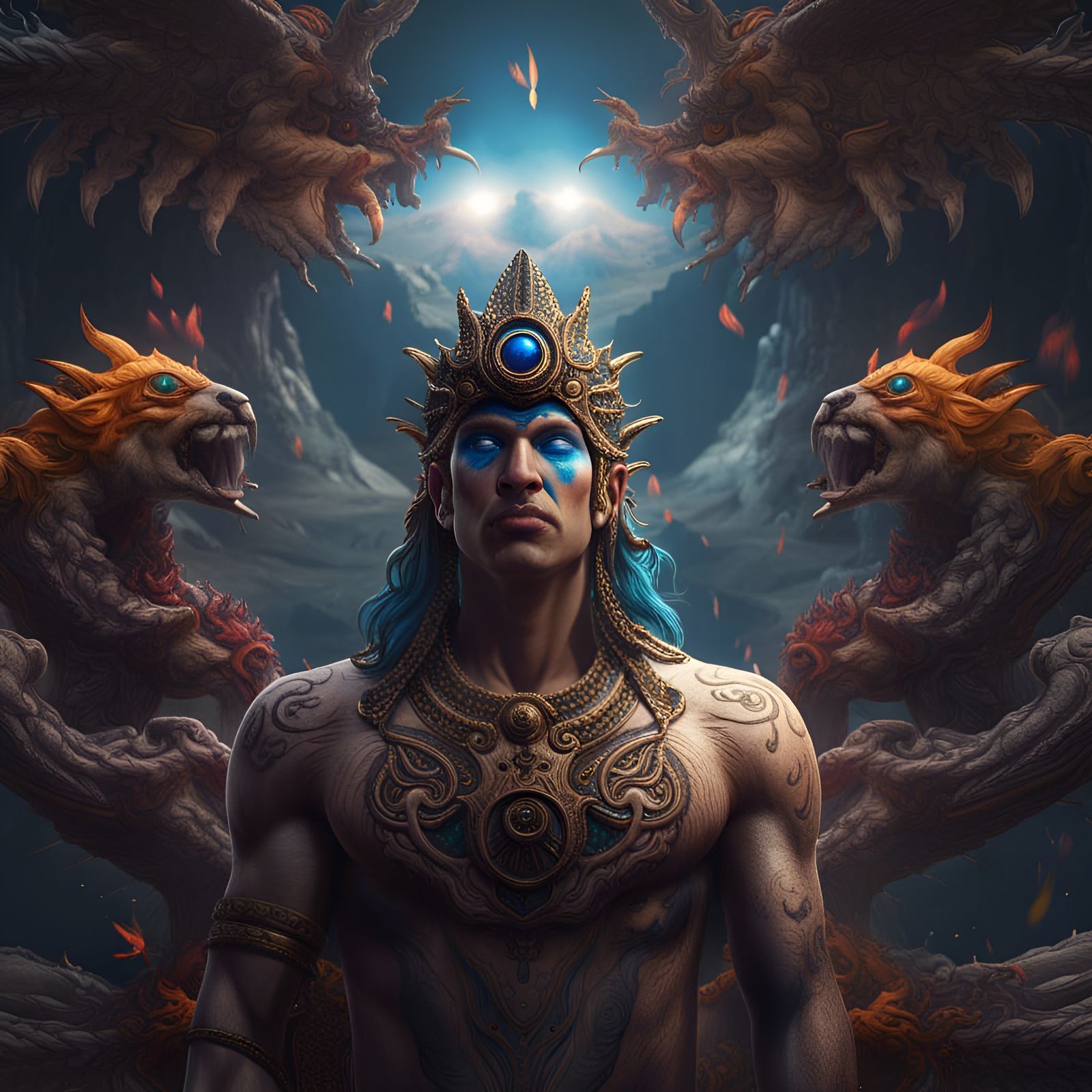 God as Alpha Male: A Detailed Matte Painting