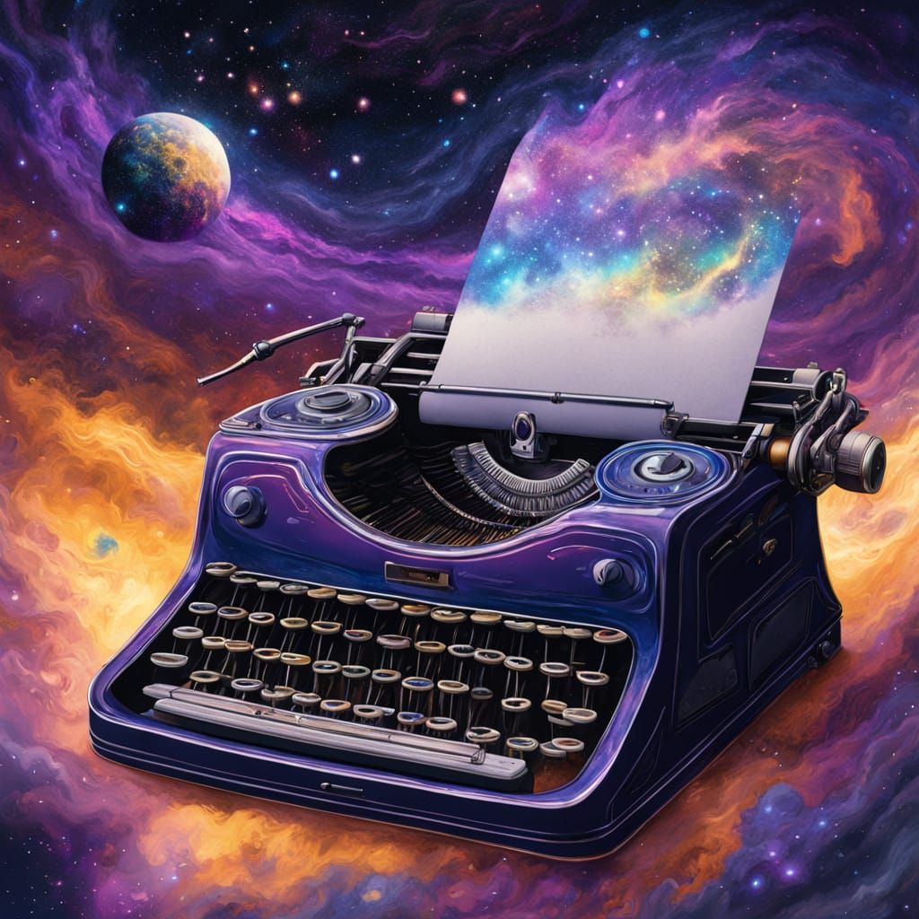 Cosmic Typewriter in Swirling Nebula