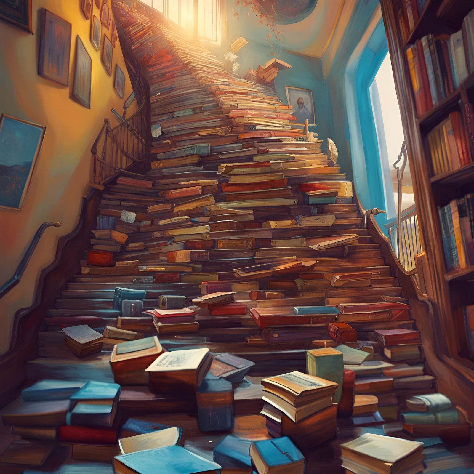 Surreal Book Staircase Inspired by Salvador Dali