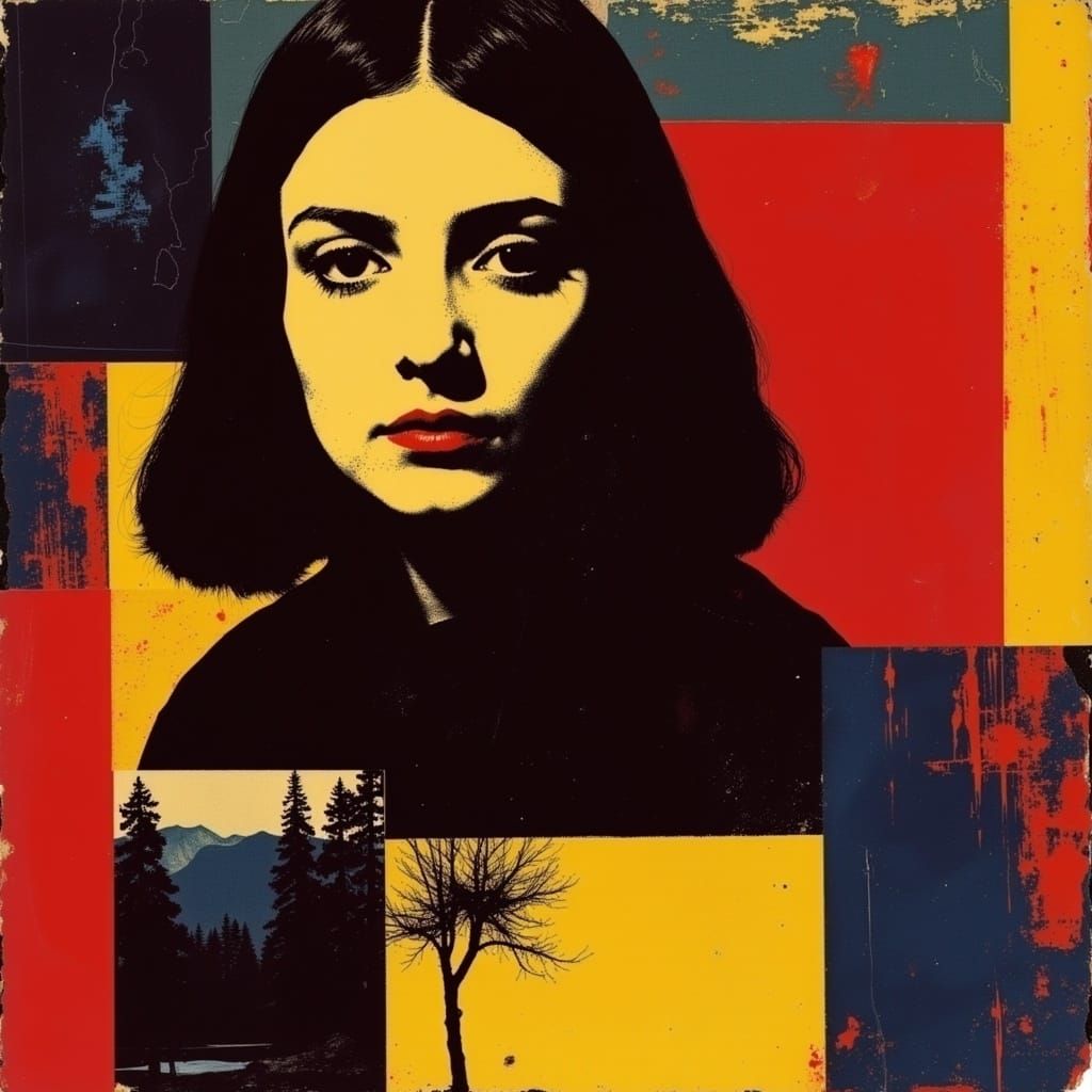 Psychedelic Portrait of a Woman in Bauhaus Style