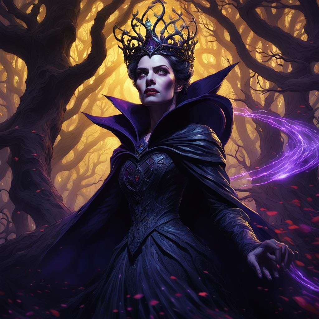 Evil Queen in Mystical Forest: Dark Fantasy Art