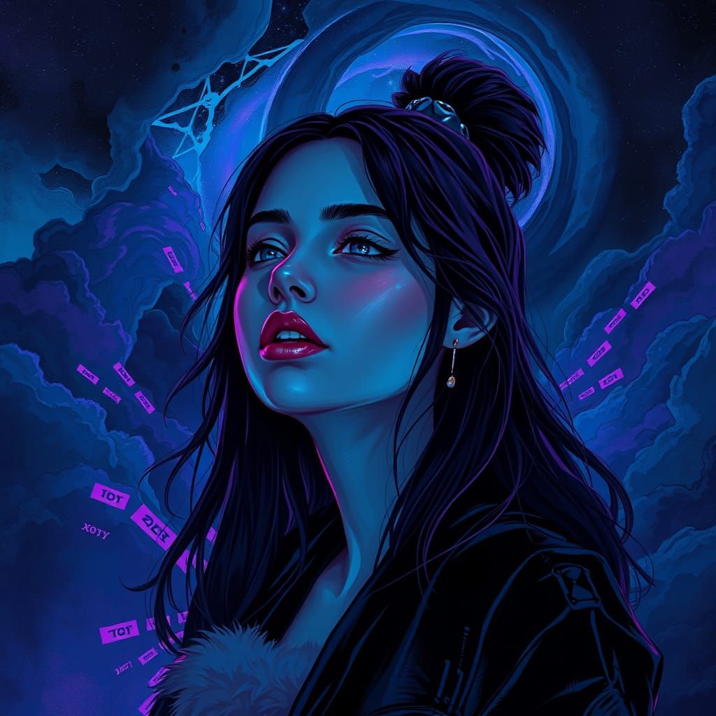 Singer Loona Dashuri Surrounded by Celestial, Futuristic Lan...